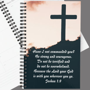 Christian Cross Custom Bible Verse Joshua 1:9 Planner