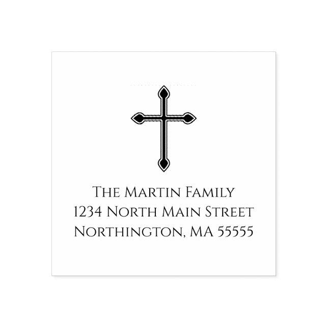 Christian Cross Custom Return Address Rubber Stamp (Imprint)