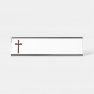 Christian cross desk name plate