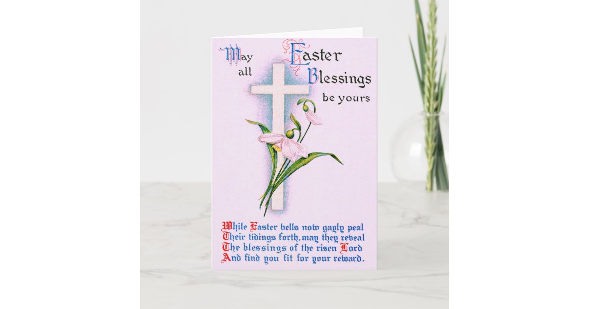 Christian Cross Easter Lily Poem Holiday Card Zazzle