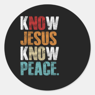 Christian Cross Faith Know Peace Know Jesus Vintag Classic Round Sticker