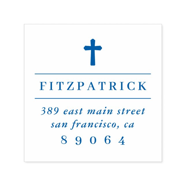 Christian Cross | Family Name Return Address Self-inking Stamp (Design)