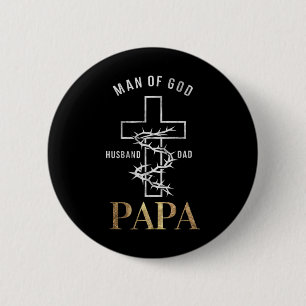Christian Cross Fathers Day Papa Husband Dad God 6 Cm Round Badge