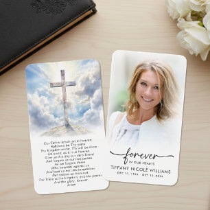 Christian Cross Forever in Our Hearts Prayer Cards