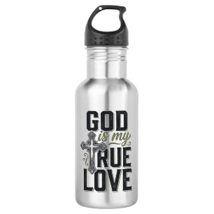 Christian Cross God Is My True Love Vector 532 Ml Water Bottle