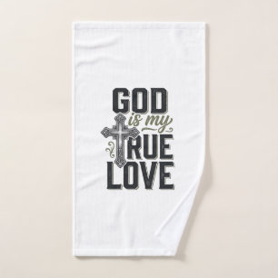 Christian Cross God Is My True Love Vector Hand Towel