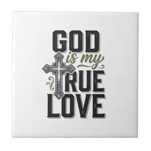 Christian Cross God Is My True Love Vector Tile