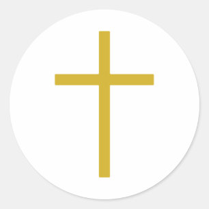 Christian Cross Gold Classic Round Sticker