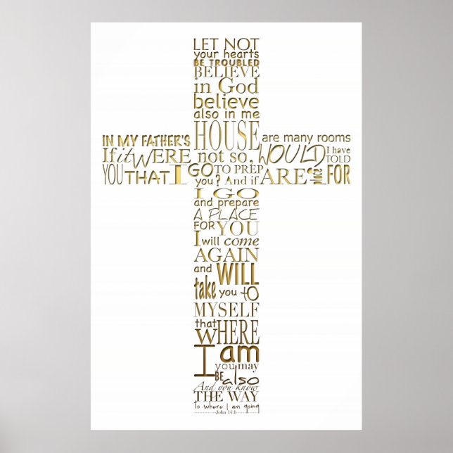 Christian Cross golden Bible Verses Poster (Front)