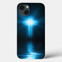 Christian Cross in Blue Light