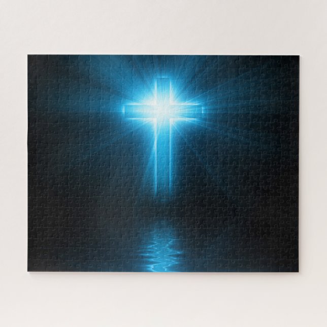 Christian Cross in Blue Light Jigsaw Puzzle (Horizontal)
