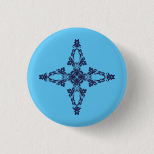 Christian Cross In Celestial Blue Art 3 Cm Round Badge