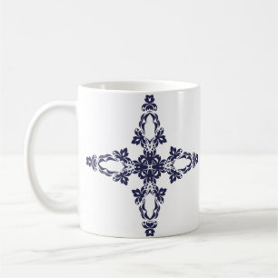 Christian Cross In Celestial Blue Art Coffee Mug