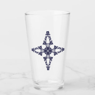 Christian Cross In Celestial Blue Art Glass