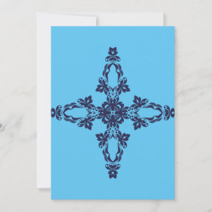 Christian Cross In Celestial Blue Art Holiday Card