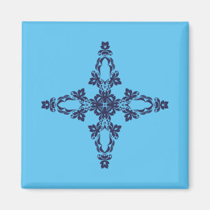 Christian Cross In Celestial Blue Art Magnet