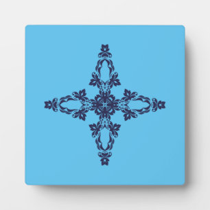 Christian Cross In Celestial Blue Art Plaque