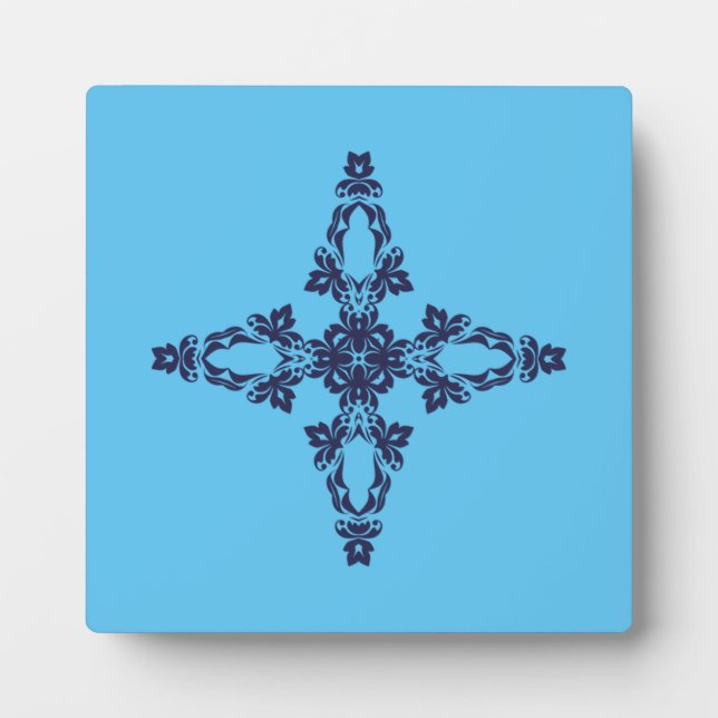 Christian Cross In Celestial Blue Art Plaque (Front)
