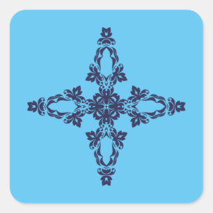 Christian Cross In Celestial Blue Art Square Sticker
