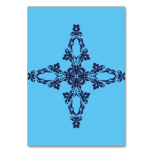 Christian Cross In Celestial Blue Art Table Number