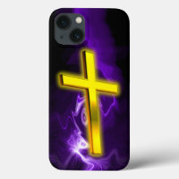 Christian Cross in Gold & Purple