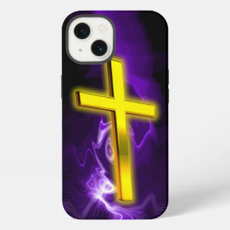 Christian Cross in Gold & Purple iPhone 13 Case