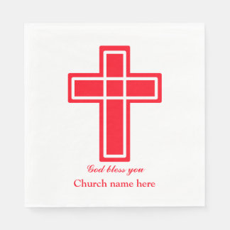 Christian cross in red napkin