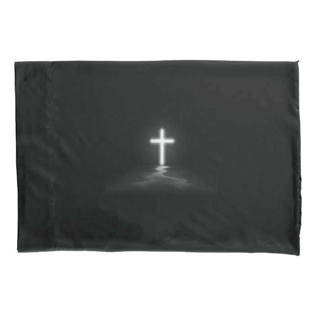 Christian Cross in the Mist Pillowcase (Front)