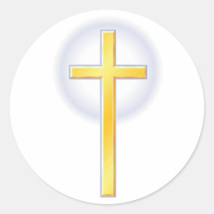 Christian Cross in Yellow Classic Round Sticker