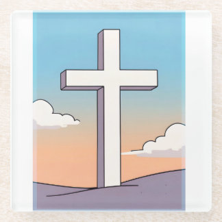 Christian Cross Inspirational Glass Coaster