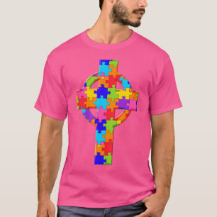Christian Cross Jesus Christ Jigsaw Autism Puzzle T-Shirt