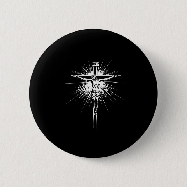 Christian Cross Jesus Christ Men Women Christians  6 Cm Round Badge (Front)