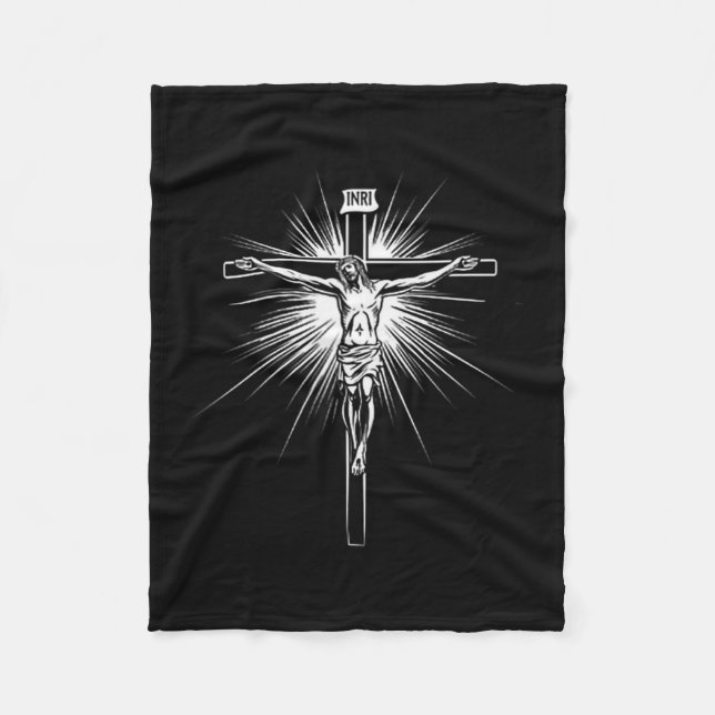 Christian Cross Jesus Christ Men Women Christians  Fleece Blanket (Front)
