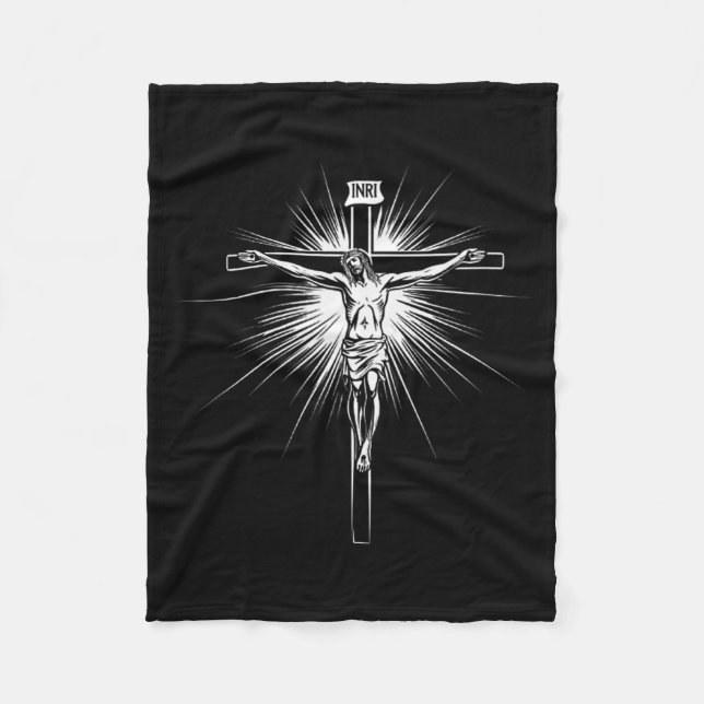Christian Cross Jesus Christ Men Women Christians  Fleece Blanket (Front)