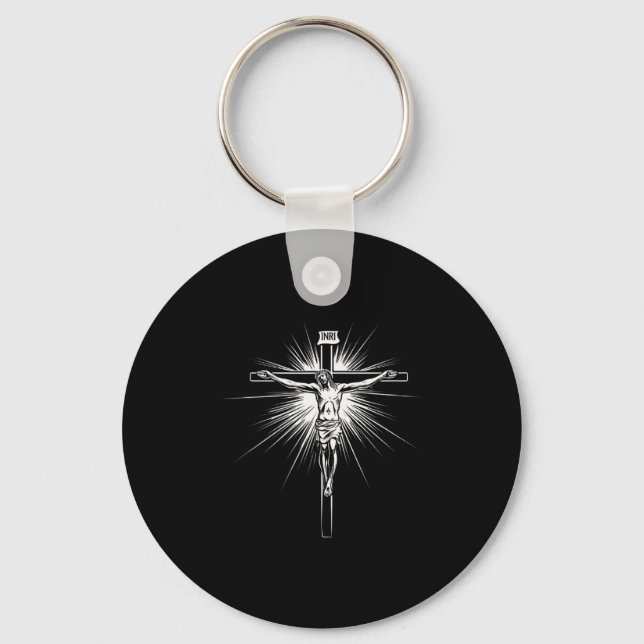 Christian Cross Jesus Christ Men Women Christians  Key Ring (Front)