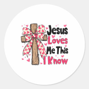 Christian Cross Jesus Loves Me This I Know Valenti Classic Round Sticker