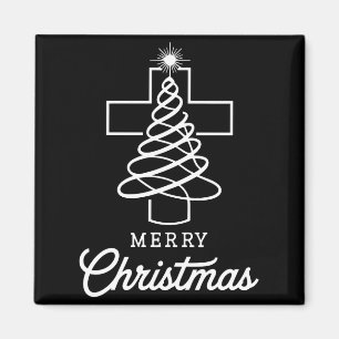 Christian Cross Jesus Merry Christmas Xmas Tree Ho Magnet