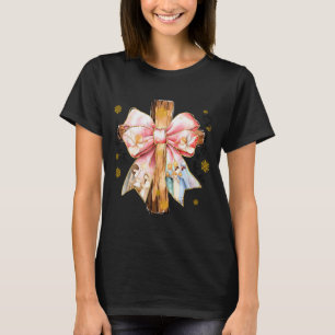 Christian Cross Jesus Nativity Angel Bow Christmas T-Shirt
