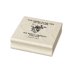 Christian Cross Jesus Scripture  Roses Religious Rubber Stamp