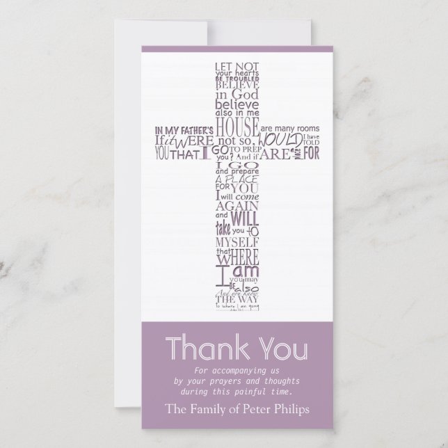 Christian Cross John 14:02 - Sympathy Thank You 5 (Front)