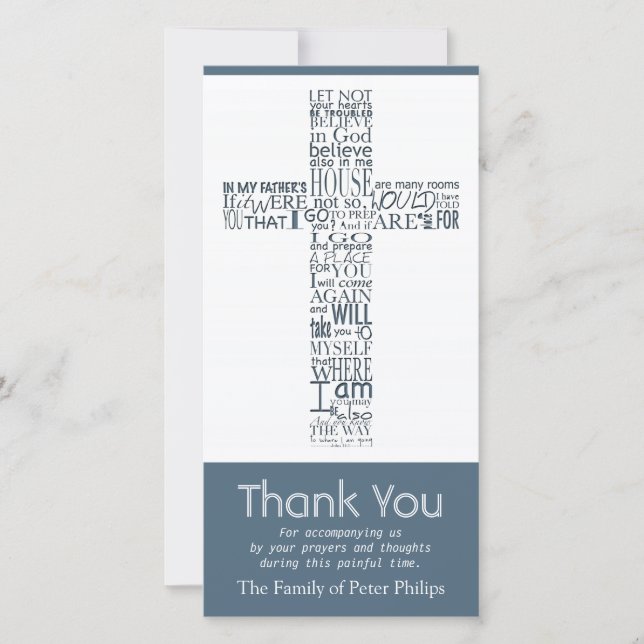 Christian Cross John 14:02 Sympathy Thank You 7 Card (Front)