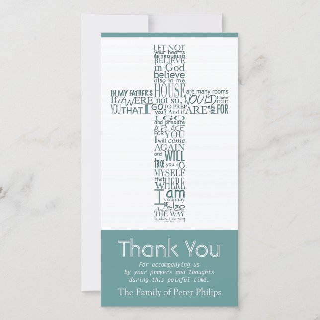 Christian Cross John 14 Sympathy Thank You 1 Card (Front)