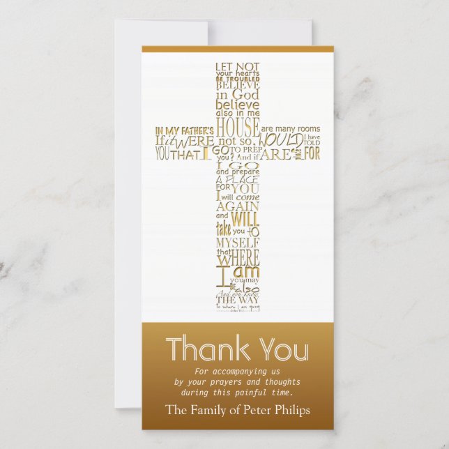Christian Cross John 14 Sympathy Thank You 2 Card (Front)
