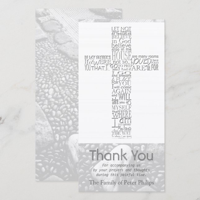 Christian Cross John 14 Sympathy Thank You 3 Card (Front/Back)