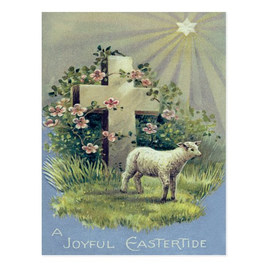 Christian Cross Lamb Star Postcard