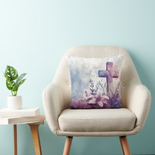 Christian Cross. Lilac. Cushion