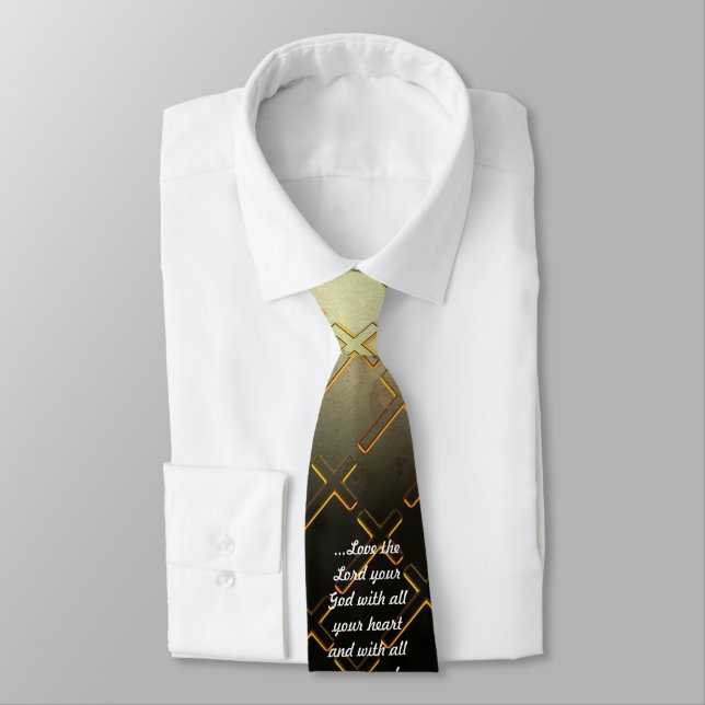 Christian Cross Love God Scripture Tie (Tied)