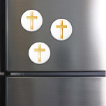 Christian Cross Magnet<br><div class="desc">The gold cross is a religious symbol of the Christian faith. It is the central icon of the Christian Church. ***Please note gold colour on artwork is not metallic.***</div>