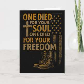 Christian Cross Military Veteran American Flag Fai Card