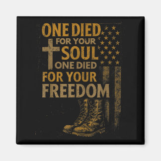 Christian Cross Military Veteran American Flag Fai Magnet